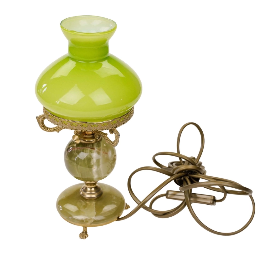 77046 ZIELONA LAMPKA JAK NAFTOWA ONYKS MOSIĄDZ I SZKLANY KLOSIK (1).jpg