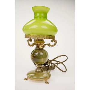 77046 ZIELONA LAMPKA JAK NAFTOWA ONYKS MOSIĄDZ I SZKLANY KLOSIK (2).jpg