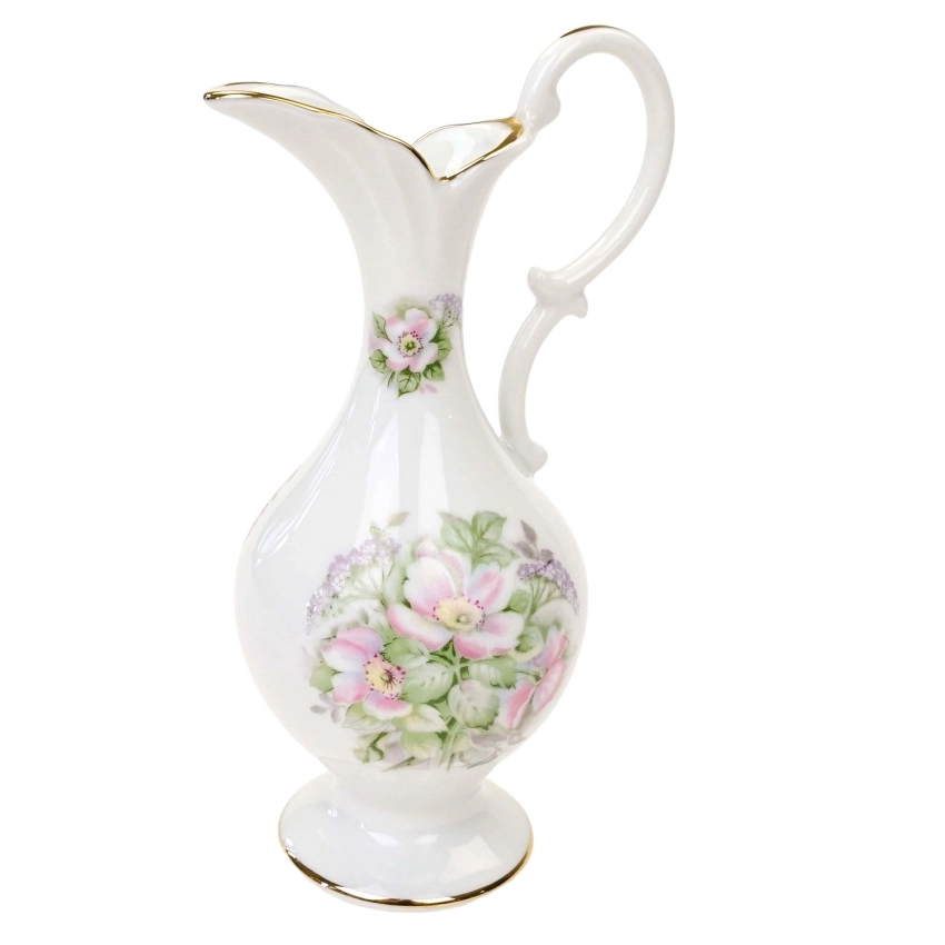 77051 LIMOGES TERNET WAZON DZBANUSZEK Z UCHEM KWIAT JABŁONI I BEZ BIAŁA PORCELANA (1).jpg