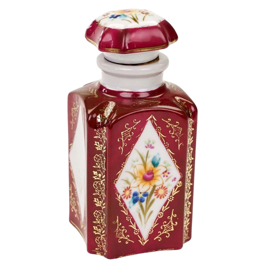 77052 PORCELANOWA STARA RĘCZNIE MALOWANA BUTELECZKA NA PACHNIDŁA PERFUMY (1).jpg