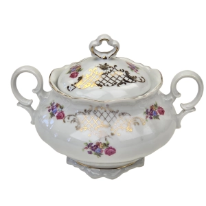 SCHIRNDING ŁADNA CUKIERNICZKA KOLOROWE KWIATY I ZŁOCENIA