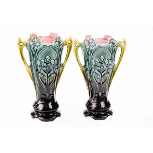 77117 ART NOUVEAU MAJOLIKA PARA WAZONÓW MAKI CUDEŃKA FRANCJA (3).jpg