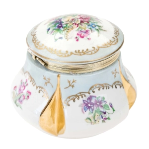 PORCELANOWE PUZDERKO RĘCZNIE MALOWANE KWIATY