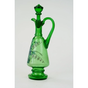 77138 ART NOUVEAU SECESJA FANTASTYCZNA SZMARAGDOWA KARAFKA EMALIĄ MALOWANE FIOŁKI (2).jpg