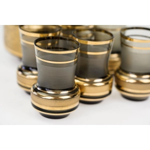 77214 BORSKÉ SKLO CZESKA GRAFITOWA KARAFKA ZE ZŁOCENIAMI I 6 KIELISZKÓW (2).jpg