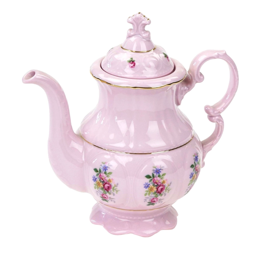 77216 RUDOLF KÄMPF SONATA DZBANEK Z RÓŻOWEJ PORCELANY KOLOROWE KWIATY (1).jpg