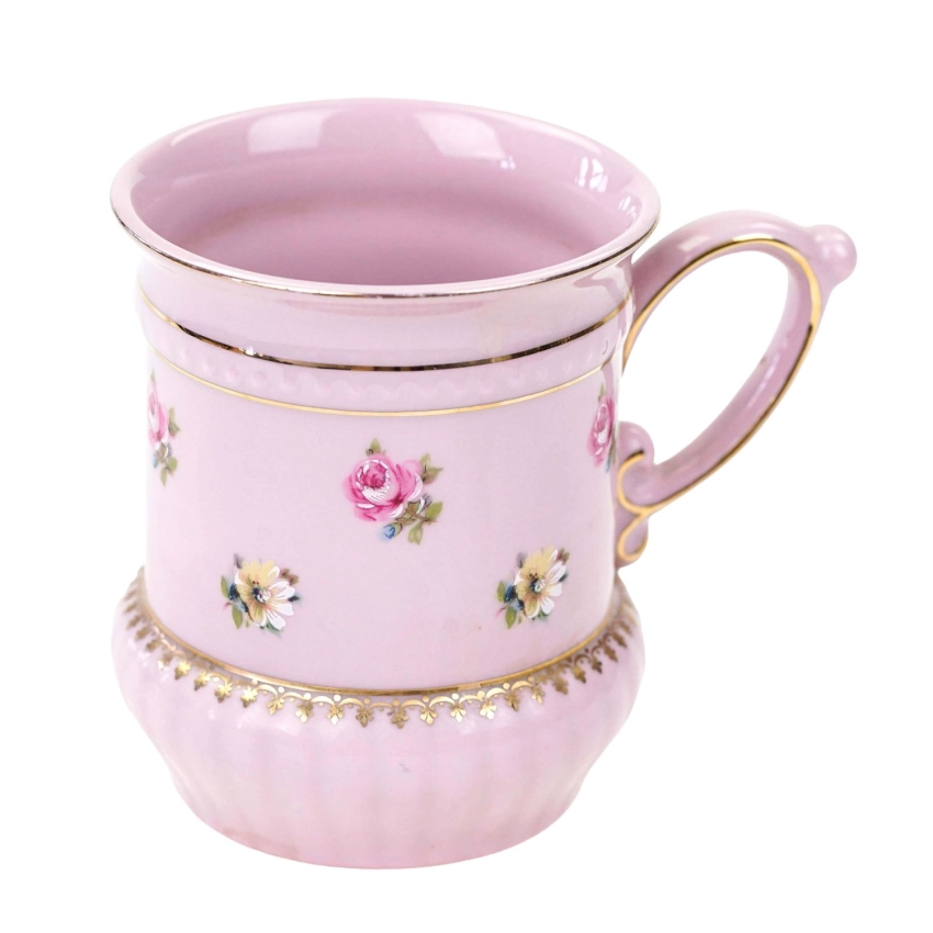77221 LEANDER ŚLICZNY KUBEK HERO Z RÓŻOWEJ PORCELANY ZŁOCENIA I KWIATECZKI (1).jpg