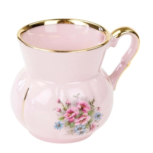 KARLOVY VARY RÓŻOWA PORCELANA PĘKATA FILIŻANKA KUBEK KOLOROWE BUKIETY
