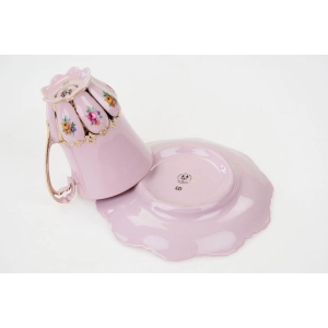 77224 CHODOV FILIŻANKA ZE SPODKIEM Z RÓŻOWEJ PORCELANY DROBNE KWIATECZKI (4).jpg