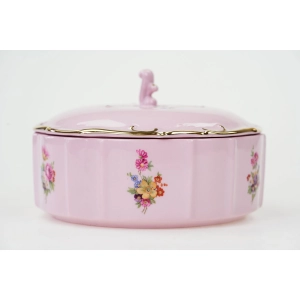 77226 LEANDER BOMBONIERA Z RÓŻOWEJ PORCELANY FASON AMIS KOLOROWE KWIATKI (2).jpg