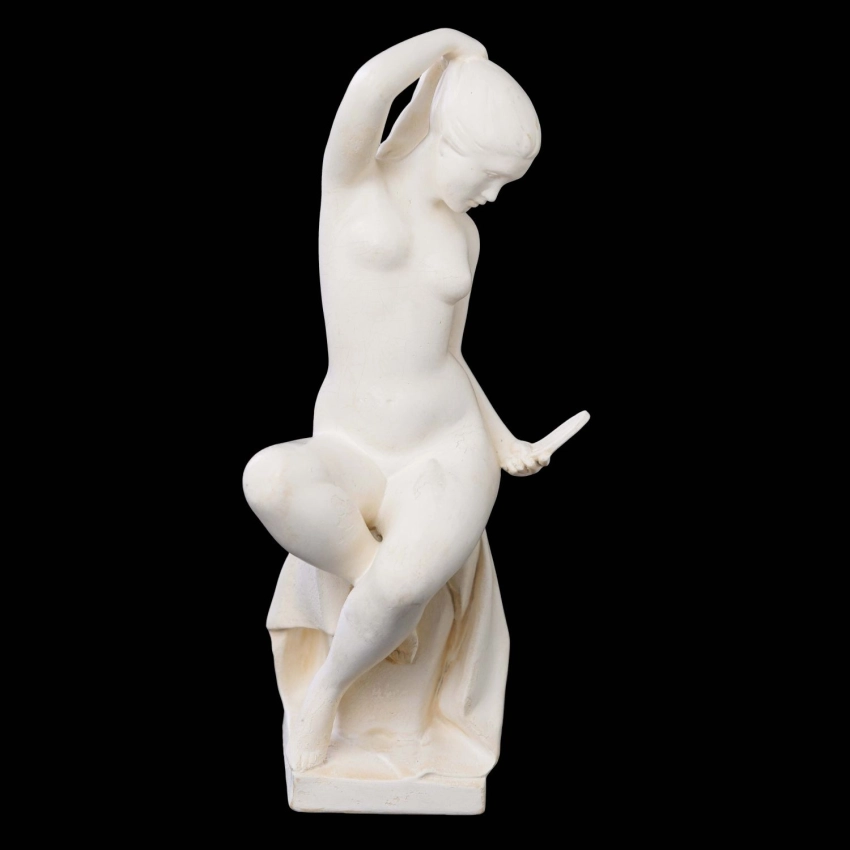 77234 DUŻA CERAMICZNA FIGURA AKT KOBIECY LATA 5060-TE DZIEWCZYNA Z LUSTERKIEM (1).jpg