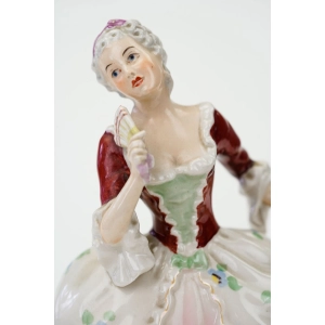 77313 ROYAL DUX ŚLICZNA STARA FIGURA DAMY Z WACHLARZEM RĘCZNIE MALOWANA (2).jpg