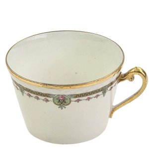 77332 LIMOGES ŚLICZNA FILIŻANKA ZE SPODKIEM KWIATOWE BORDIURY (4).jpg