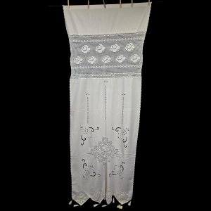 BAWEŁNIANA ZASŁONKA PANEL BAWEŁNA I SZYDEŁKOWE WSTAWKI 215 X 86 CM