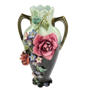 77382 ART NOUVEAU SECESJA PARA FANTASTYCZNYCH PAŁACOWYCH WAZONÓW MAJOLIKA KWIATOWA (5).jpg