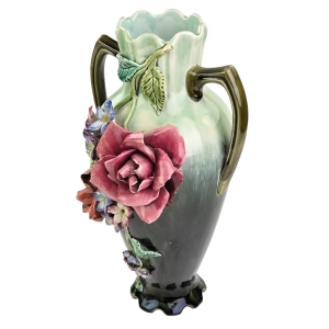 77382 ART NOUVEAU SECESJA PARA FANTASTYCZNYCH PAŁACOWYCH WAZONÓW MAJOLIKA KWIATOWA (6).jpg