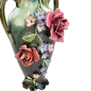 77382 ART NOUVEAU SECESJA PARA FANTASTYCZNYCH PAŁACOWYCH WAZONÓW MAJOLIKA KWIATOWA (7).jpg