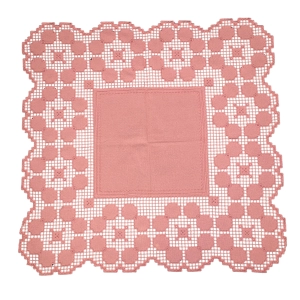 HAFT HARDANGER OBRUS W KOLORZE PUDROWEGO RÓŻU ŚLICZNOŚCI 80,5 X 79 CM