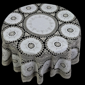 77363 KORONKA SZYDEŁKOWA I PŁÓTNO OKRĄGŁY OBRUS W BEŻU ŚLICZNOŚCI 145 CM (2).jpg