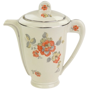 77591 BLOCH &amp; CO CUDOWNY DZBANEK DO KAWY ART-DECO KOŚĆ SŁONIOWA I POMARAŃCZOWE KWIATY (1).jpg