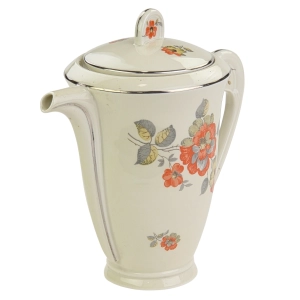 77591 BLOCH &amp; CO CUDOWNY DZBANEK DO KAWY ART-DECO KOŚĆ SŁONIOWA I POMARAŃCZOWE KWIATY (2).jpg
