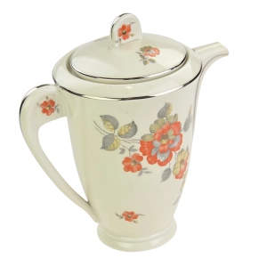 77591 BLOCH &amp; CO CUDOWNY DZBANEK DO KAWY ART-DECO KOŚĆ SŁONIOWA I POMARAŃCZOWE KWIATY (3).jpg