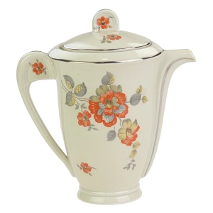77591 BLOCH &amp; CO CUDOWNY DZBANEK DO KAWY ART-DECO KOŚĆ SŁONIOWA I POMARAŃCZOWE KWIATY (4).jpg
