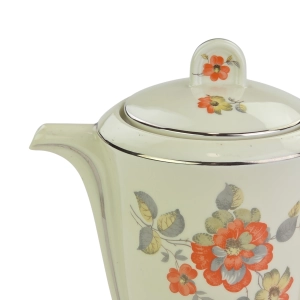 77591 BLOCH &amp; CO CUDOWNY DZBANEK DO KAWY ART-DECO KOŚĆ SŁONIOWA I POMARAŃCZOWE KWIATY (8).jpg