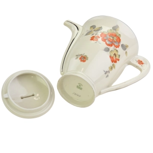 77591 BLOCH &amp; CO CUDOWNY DZBANEK DO KAWY ART-DECO KOŚĆ SŁONIOWA I POMARAŃCZOWE KWIATY (11).jpg
