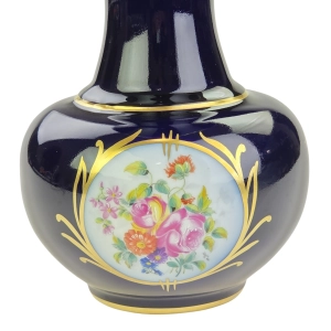 77595 LIMOGES CASTEL KOBALTOWY WAZON RĘCZNIE MALOWANY BUKIET (4).jpg