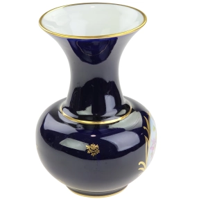 77595 LIMOGES CASTEL KOBALTOWY WAZON RĘCZNIE MALOWANY BUKIET (5).jpg