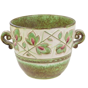 77649 WŁOCHY STARA CERAMICZNA DONICA OSŁONKA NA DONICZKĘ Z USZAMI (1).jpg