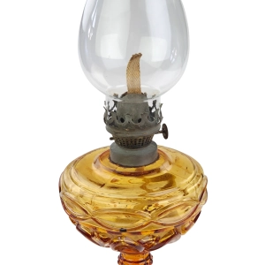 77718 STARA SZKLANA LAMPA NAFTOWA Z BURSZTYNOWĄ PODSTAWĄ (4).jpg