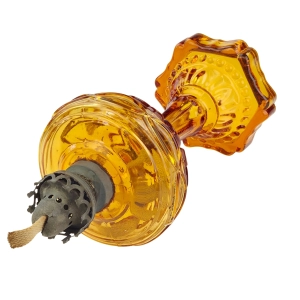 77718 STARA SZKLANA LAMPA NAFTOWA Z BURSZTYNOWĄ PODSTAWĄ (8).jpg
