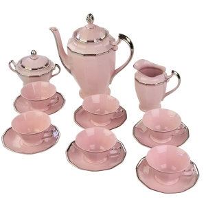 77721 CHODOV GRANIASTY SERWIS DO KAWY 6 OSÓB Z RÓŻOWEJ PORCELANY CUDEŃKO SREBRZENIA (5).jpg