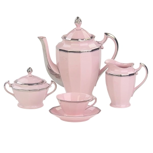 77721 CHODOV GRANIASTY SERWIS DO KAWY 6 OSÓB Z RÓŻOWEJ PORCELANY CUDEŃKO SREBRZENIA (8).jpg