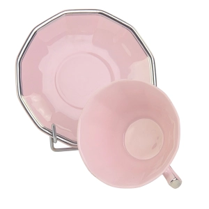 77721 CHODOV GRANIASTY SERWIS DO KAWY 6 OSÓB Z RÓŻOWEJ PORCELANY CUDEŃKO SREBRZENIA (12).jpg