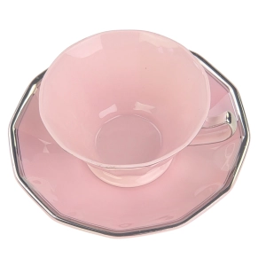 77722 CHODOV GRANIASTA FILIŻANKA ZE SPODKIEM Z RÓŻOWEJ PORCELANY CUDEŃKO SREBRZENIA (2).jpg