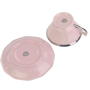 77722 CHODOV GRANIASTA FILIŻANKA ZE SPODKIEM Z RÓŻOWEJ PORCELANY CUDEŃKO SREBRZENIA (8).jpg