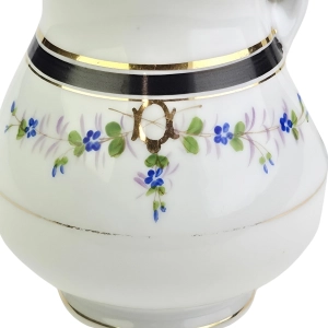 77791 BIEDERMEIER MLECZNIK RĘCZNIE MALOWANY DZBANUSZEK NIEBIESKIE KWIATUSZKI (7).jpg
