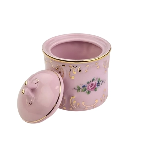 77804 STRUŽNA POJEMNIK MAŁE PUZDERKO Z RÓŻOWEJ PORCELANY W RÓŻYCZKI (5).jpg