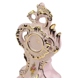 77807 KARLOVY VARY RÓŻOWA PORCELANA FIGURKA PRZEDSTAWIAJĄCA ZEGAR KOMINKOWY (4).jpg