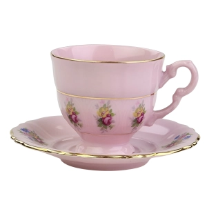 77806 LEANDER FILIŻANKA MOKKA ZE SPODKIEM Z RÓŻOWEJ PORCELANY FASON SONATA KOLOROWE KWIATUSZKI (2).jpg