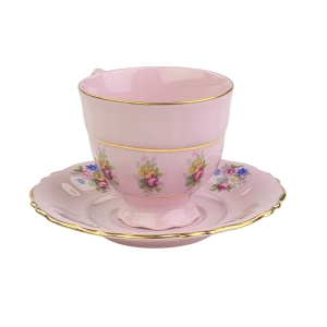 77806 LEANDER FILIŻANKA MOKKA ZE SPODKIEM Z RÓŻOWEJ PORCELANY FASON SONATA KOLOROWE KWIATUSZKI (3).jpg