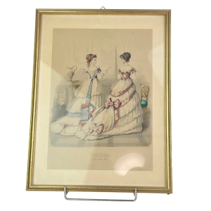 VICTORIA STARA RYCINA Z MODĄ ZA SZYBĄ W RAMIE 1868 rok
