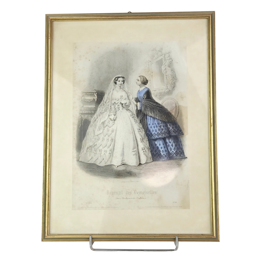 77908 LE JOURNAL DES DAMES... STARA RYCINA Z MODĄ ZA SZYBĄ W RAMIE 1857 rok (1).jpg