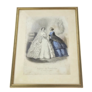 77908 LE JOURNAL DES DAMES... STARA RYCINA Z MODĄ ZA SZYBĄ W RAMIE 1857 rok (2).jpg