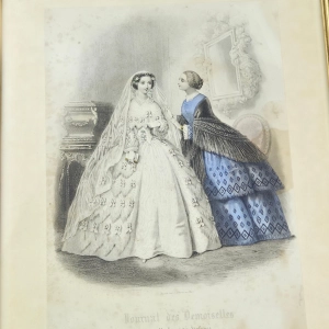 77908 LE JOURNAL DES DAMES... STARA RYCINA Z MODĄ ZA SZYBĄ W RAMIE 1857 rok (3).jpg