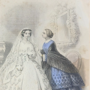 77908 LE JOURNAL DES DAMES... STARA RYCINA Z MODĄ ZA SZYBĄ W RAMIE 1857 rok (4).jpg
