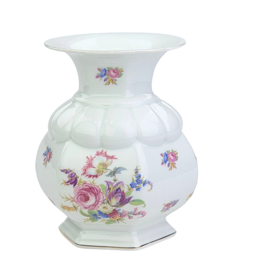 77956 ROSENTHAL ELEGANCKI WAZON BIEL KOLOROWE KWIATY I ZŁOCENIA (1).jpg